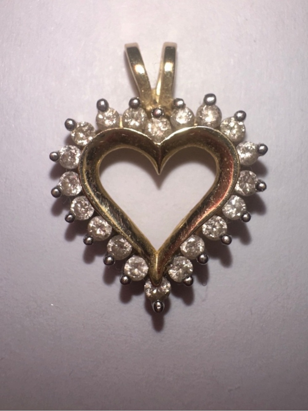 Set of 14K Gold Heart Pendant with natural diamonds 14k yellow gold opal pendant